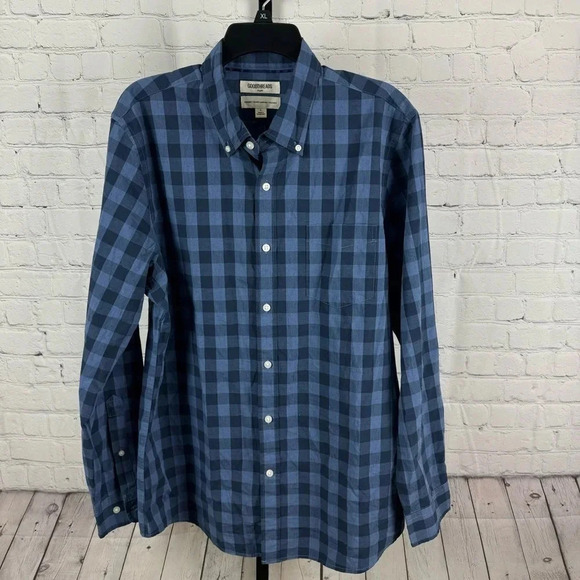 Goodthreads Blue Plaid Casual Long Sleeve Button Down Shirt Size Large - Picture 1 of 8